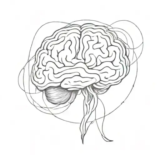A minimalist sketch of a brain, heart, soul, and spirit intertwined in a never-ending loop, symbolizing interconnectedness tattoo design idea