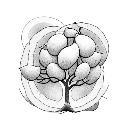 tree with oranges, apples and peaches tattoo design idea