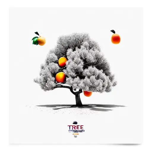 tree with oranges, apples and peaches tattoo design idea
