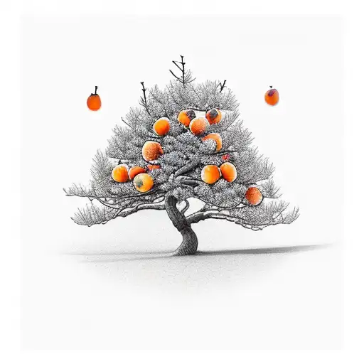 tree with oranges, apples and peaches tattoo design idea