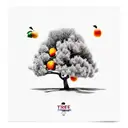 tree with oranges, apples and peaches tattoo design idea