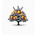 tree with oranges, apples and peaches tattoo design idea