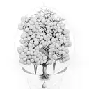 tree with oranges, apples and peaches tattoo design idea