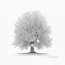 tree with oranges, apples and peaches tattoo design idea