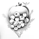 tree with oranges, apples and peaches tattoo design idea