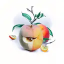 tree with oranges, apples and peaches tattoo design idea