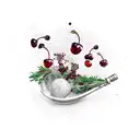 a wine bottle with blood drops. cherries thyme and rosemary in a bowl tattoo design idea