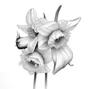 2 daffodils , 1 rose, 1 galdiolus bouquet tattoo design idea