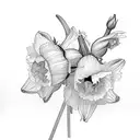 2 daffodils , 1 rose, 1 galdiolus bouquet tattoo design idea