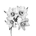 2 daffodils , 1 rose, 1 galdiolus bouquet tattoo design idea