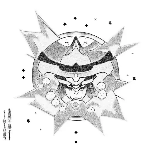 Combine elements of akatsuki clouds  and astronomy to create a celestial ninja tattoo tattoo design idea
