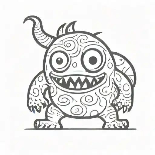 cartoon monster tattoo design idea