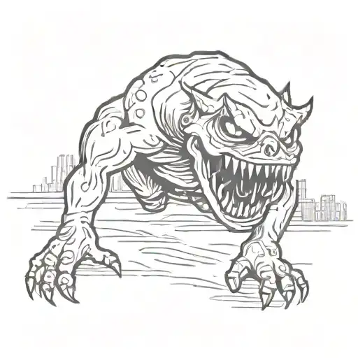monster under the bed  tattoo design idea