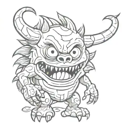cartoon monster tattoo design idea
