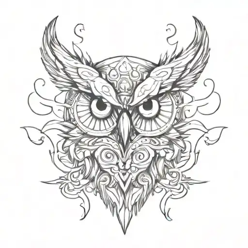evil demonic cartoon owl tattoo design idea