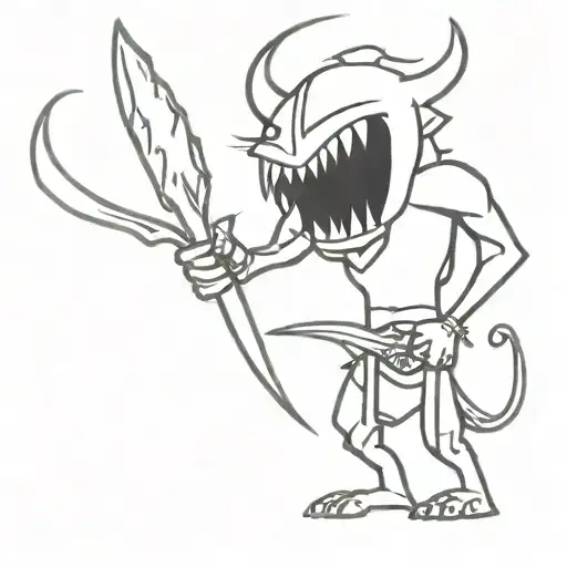 demon  diety fighter tattoo design idea