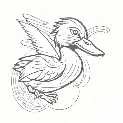 evil mad angry cartoonish  duck  tattoo design idea