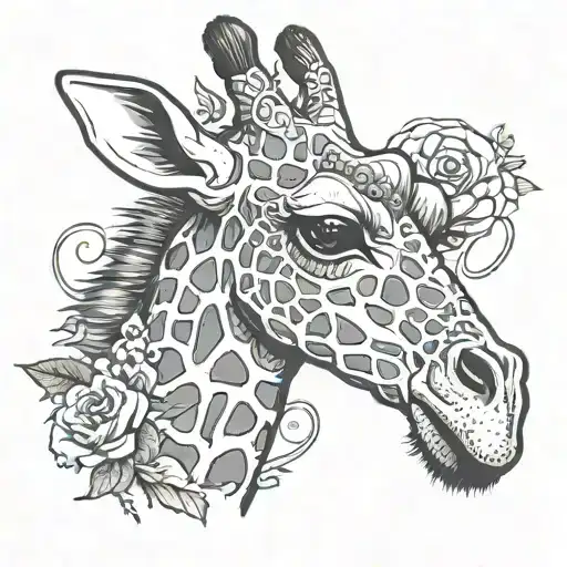 baby giraffe tattoo design idea