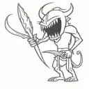 demon  diety fighter tattoo design idea