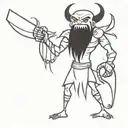 demon  diety fighter tattoo design idea