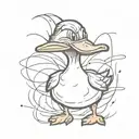 evil mad angry cartoonish  duck  tattoo design idea