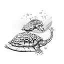 Leopard Gecko with a headband handing a turtle a heart tattoo design idea