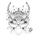 Leopard Gecko with a headband holding a heart tattoo design idea