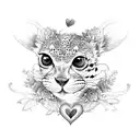 Leopard Gecko with a headband holding a heart tattoo design idea