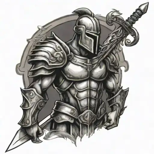 spartant armor holding a sword tattoo design idea
