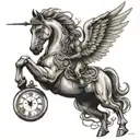 Pegasus with clock spartan tattoo design idea