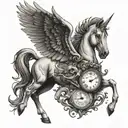 Pegasus with clock spartan tattoo design idea