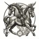 Pegasus with clock spartan tattoo design idea