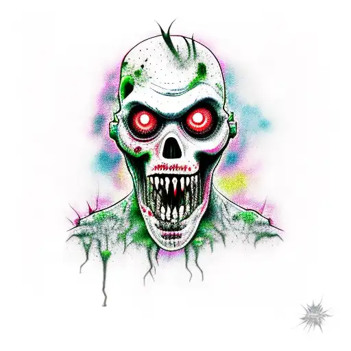 zombie con un arma tattoo design idea