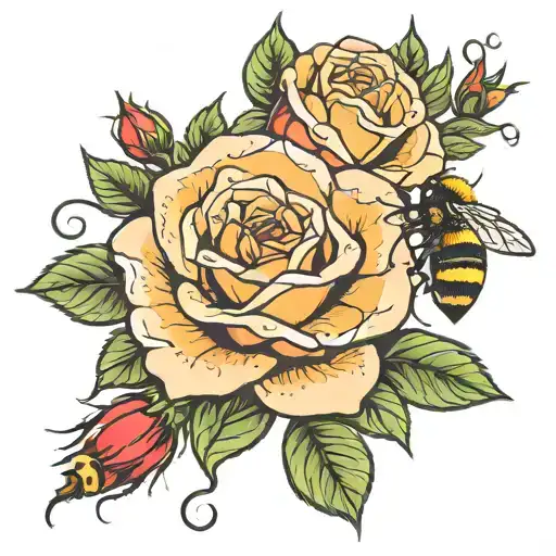 Lancashire Rose and Manchester Bee tattoo design idea