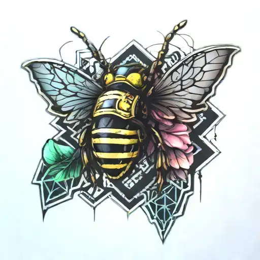 Lancashire Rose and Manchester Bee tattoo design idea