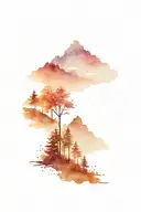 mountain and forest scene with a hidden tattoo design idea