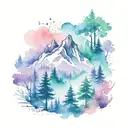 mountain and forest tattoo design idea