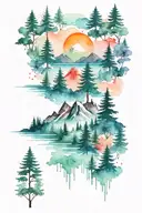 mountain and forest tattoo design idea