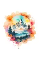 mountain and forest tattoo design idea