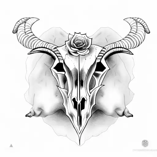 sheep skull with long horns  tattoo design idea