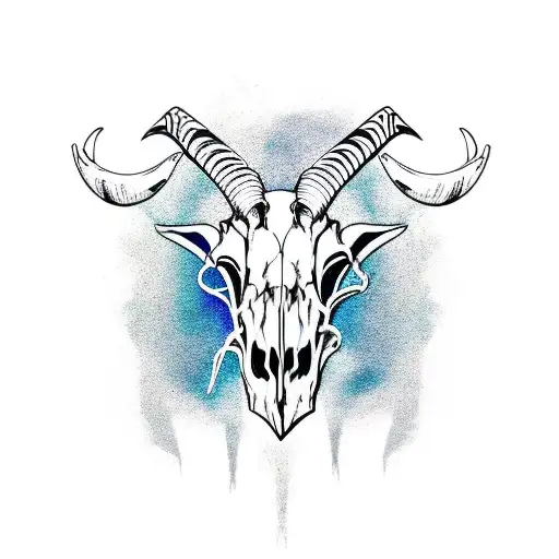goat skull  tattoo design idea