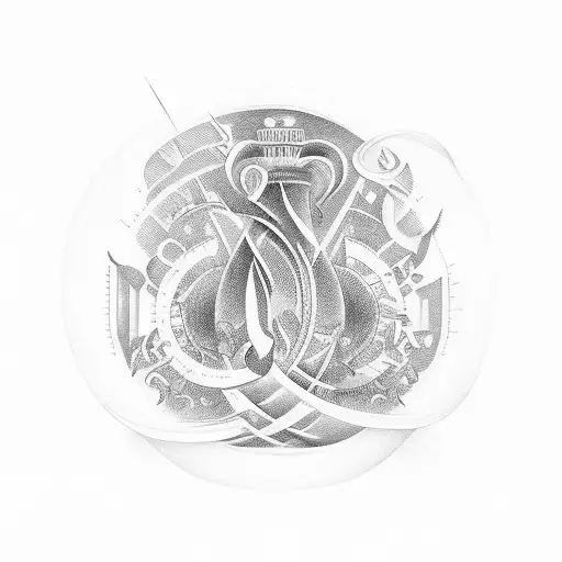 A philosopher's quote written in Latin flowing through the curves of an hourglass tattoo design idea