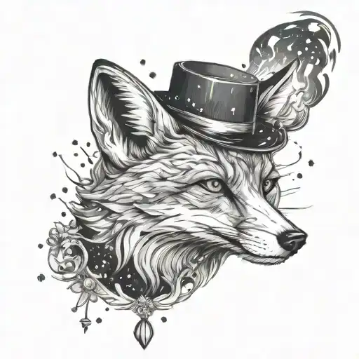 Fox magician flames cosmos jupiter tattoo design idea