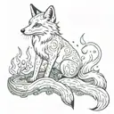 Fox magician flames cosmos jupiter tattoo design idea