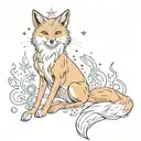 Fox magician flames cosmos jupiter tattoo design idea