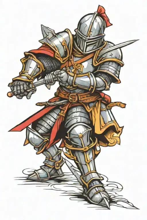 knight kneeling tattoo design idea