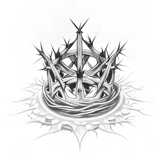 A crown of thorns with some of the thorns containing “Father into your hands I commit my spirit” (around the bottom edge tattoo design idea
