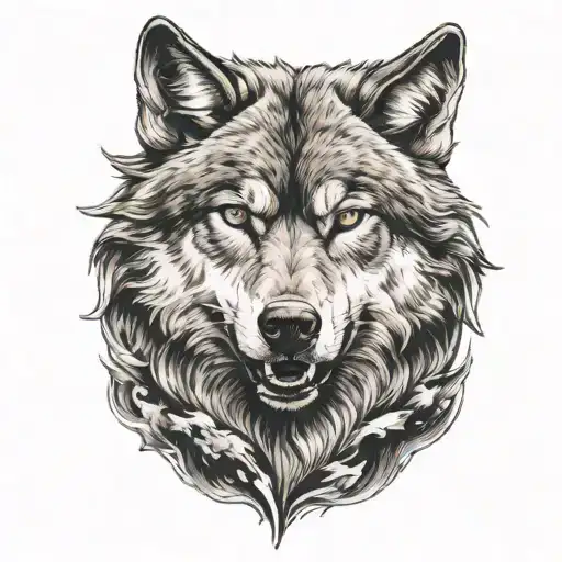 Angry wolf tattoo design idea