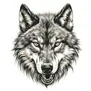 Angry wolf tattoo design idea