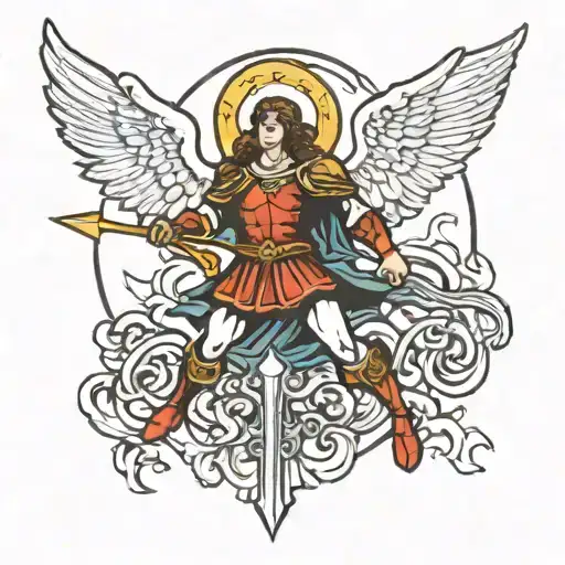 st michael archangel against satan but instead it's a shadow of the satan tattoo design idea